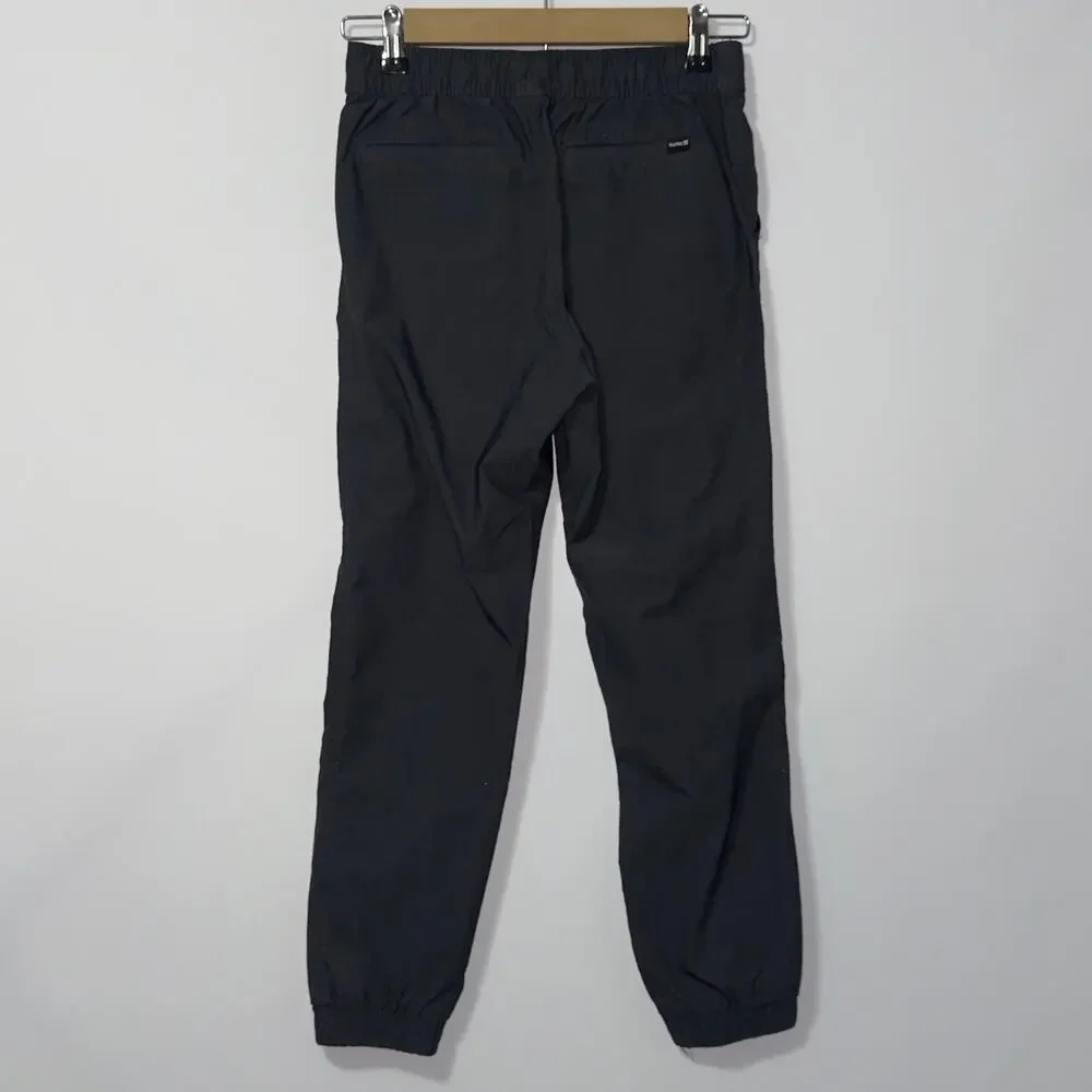 Hurley Black Jogger Pants Elastic Waist Drawstring Cuffed Kids Size 10/12